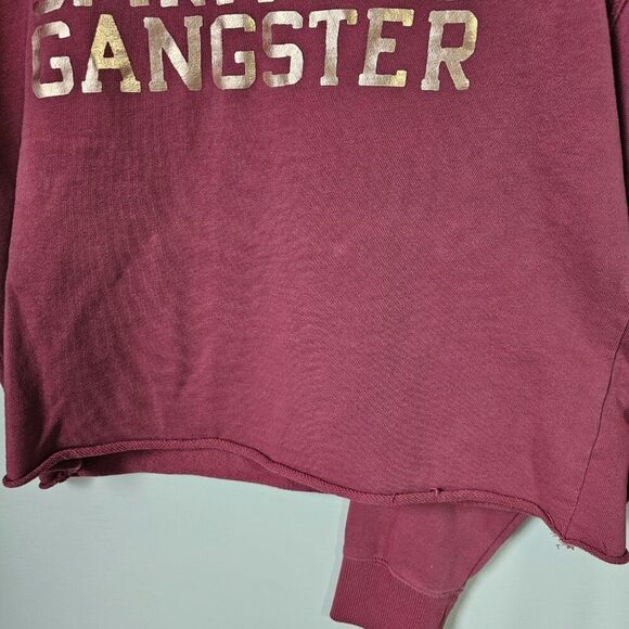 EUC SPIRITUAL GANGSTER MAUVE / DARK PINK RAW HEM LONGSLEEVES TOP SZ M - Picture 5 of 16